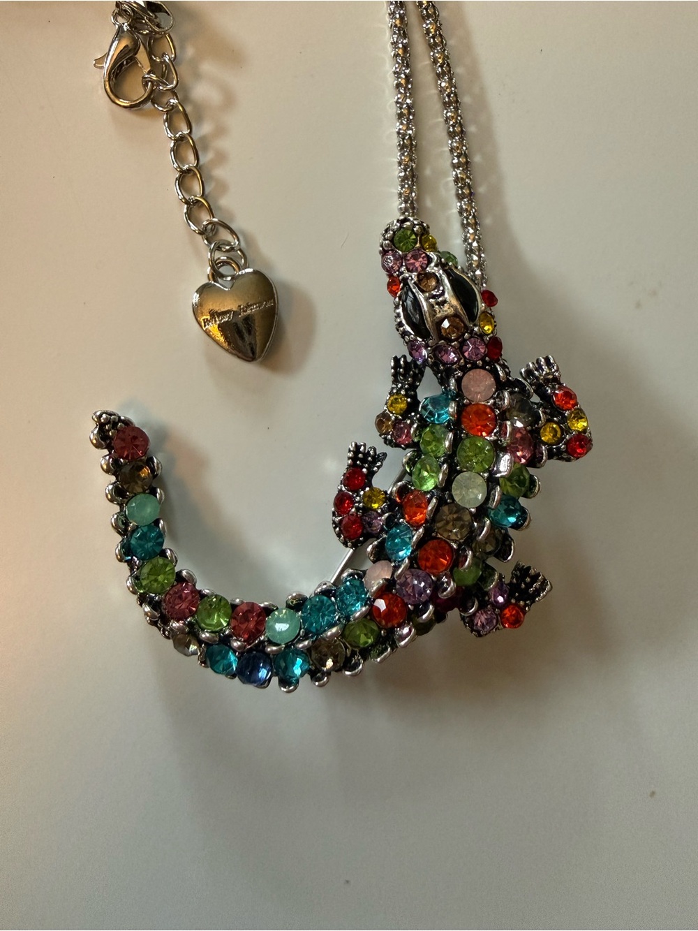 Betsey Johnson Rhinestone Alligator Pendant Necklace